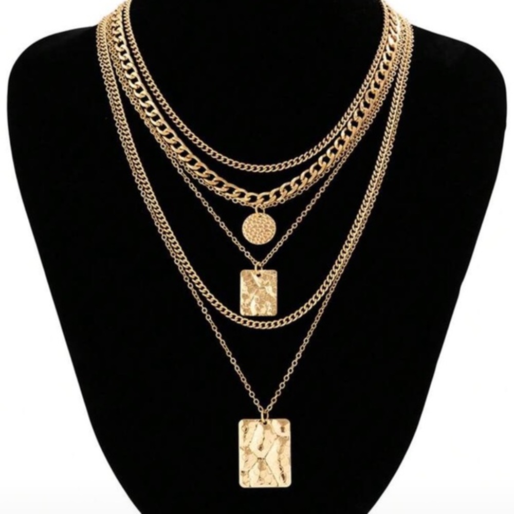 Free People Gold Layered Necklace Set 6 separate pcs